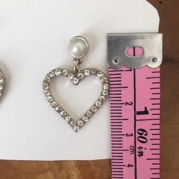 Beautiful heart pearl and crystal earrings - Picture 5 of 5